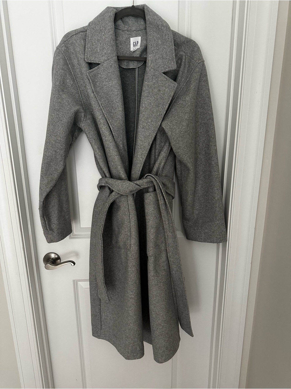 GAP Gray Belted Wrap Robe Coat